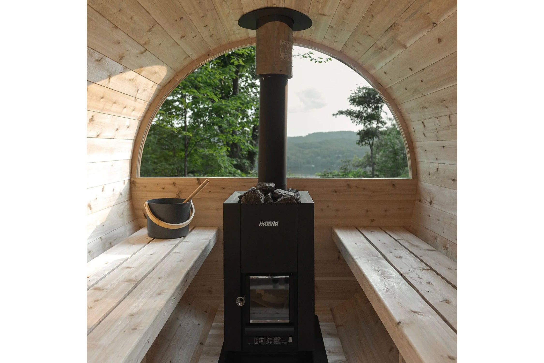 Harvia Linear 16 Wood Burning Stove Heater - Black Outdoor Sauna Stove for Home, Cabin & Backyard - Efficient Heating Solution for Cold Weather