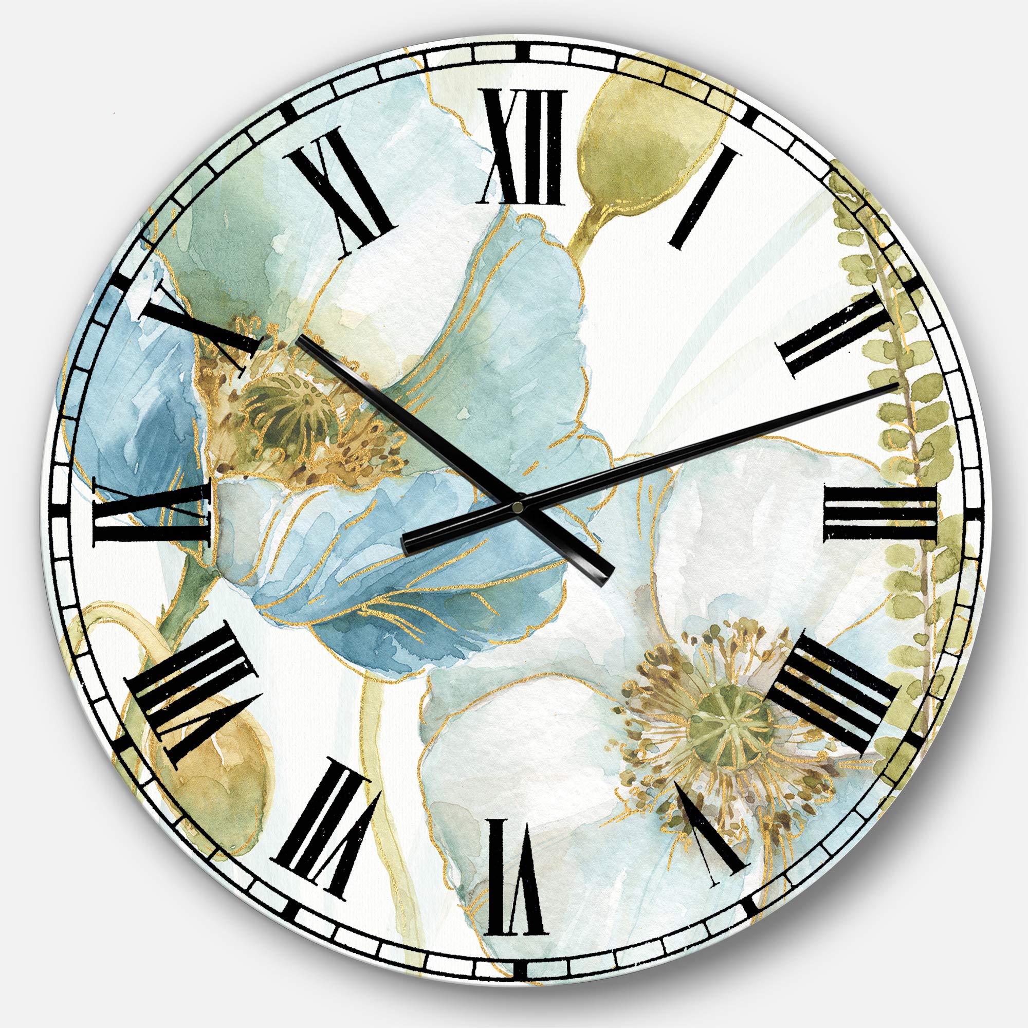 Designart My Greenhouse Cottage Flowers III Traditional Round Wall Clock - Vintage Metal Wall Art Decor for Living Room, Bedroom, Office | Perfect for Farmhouse, Cottagecore & Boho Home Decor