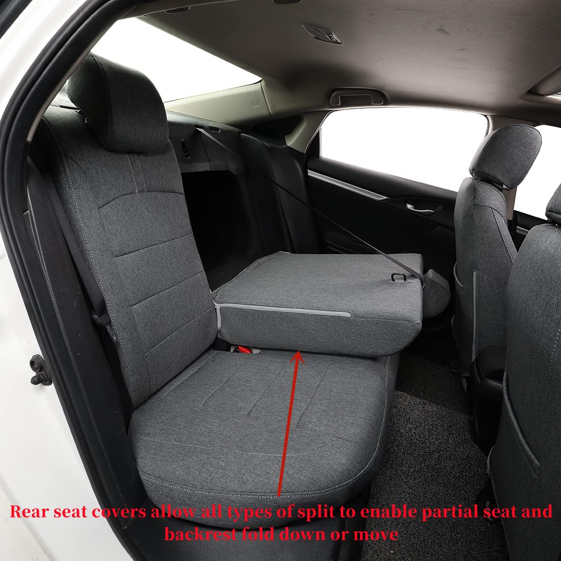 Premium Custom Fit Seat Covers for 2022-2025 Honda Civic Sedan (LX/Sport) - Full Coverage Polyester Car Seat Protectors (Gray, Complete Set) | Durable Protection & Enhanced Comfort for Daily Commutes & Road Trips