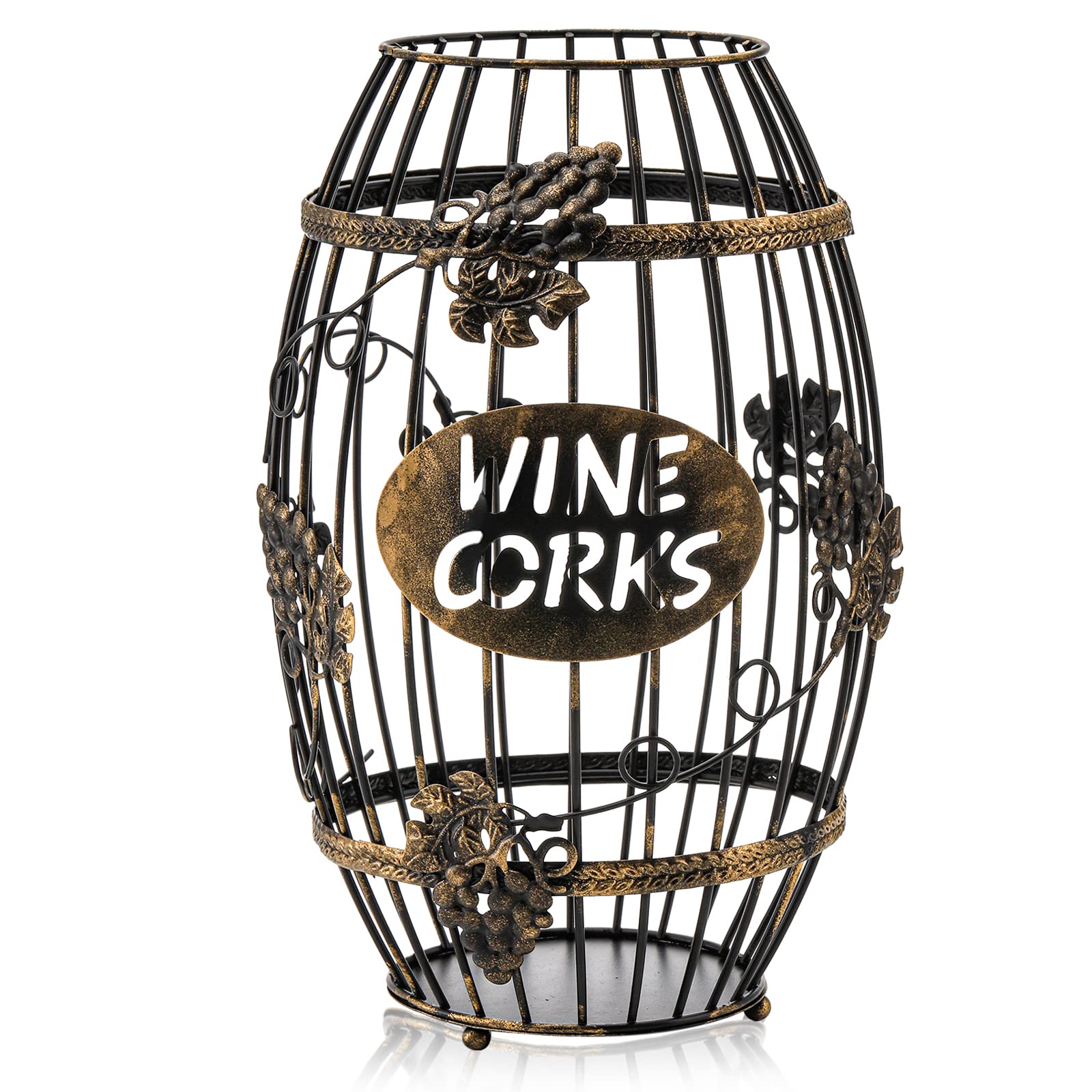 ZOOFOX Barrel-Shaped Metal Wine Cork Holder – Large Capacity Decorative Cork Storage Box for Kitchen, Perfect Gift for Wine Lovers – Ideal for Wine Cellars, Bars & Home Decor