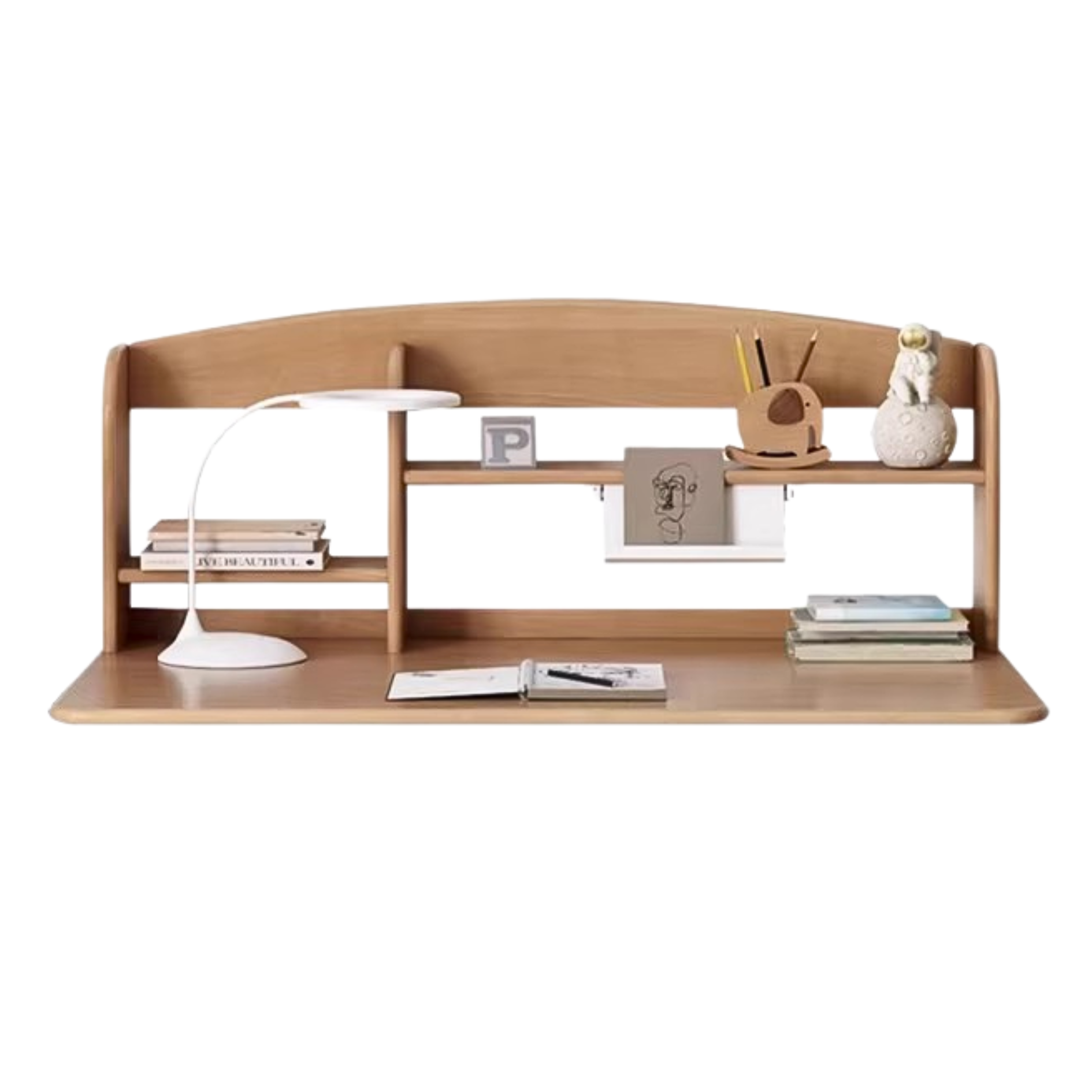 Premium Oak & Beech Solid Wood Multi-Layer Desktop Shelf - Sturdy & Stylish Organizer for Home Office, Study, or Workspace - Perfect for Books, Plants, and Office Supplies