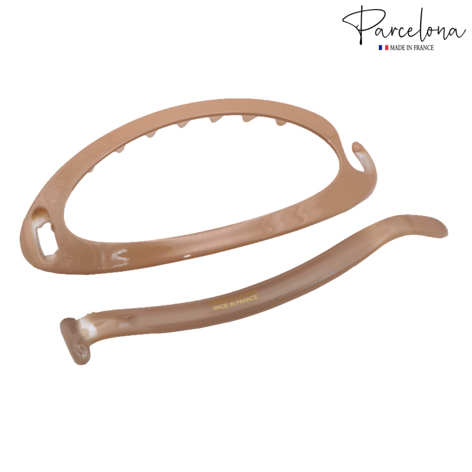 French Plain Oval Large No Metal Hair Clip Barrettes - Beige | Non-Slip Hair Accessories for Women, Girls | Perfect for Work, Weddings & Everyday Styling