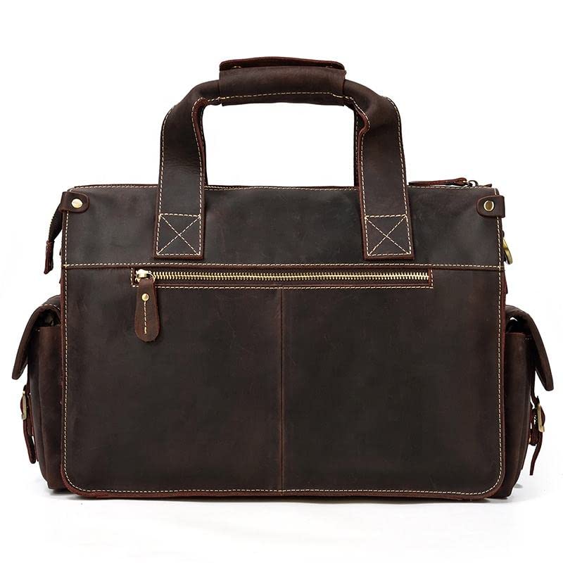 Premium Large Capacity Leather Business Briefcase for Men - 15