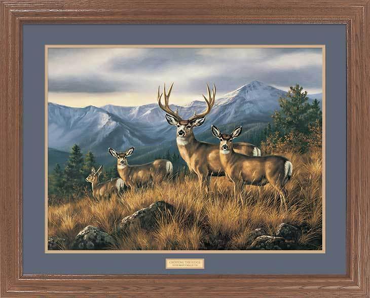 GNA Premium Print - Crossing the Ridge Mule Deer Wall Art | Wildlife Home Decor | Perfect for Living Room, Bedroom & Office Decorations