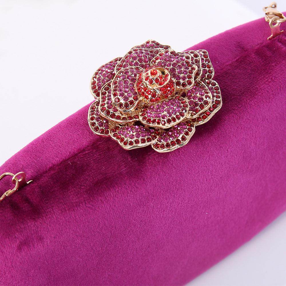 Luxury Diamond Dinner Bag - Elegant Flannel Clutch with Chain for Women | Perfect for Evening Parties, Weddings & Special Occasions