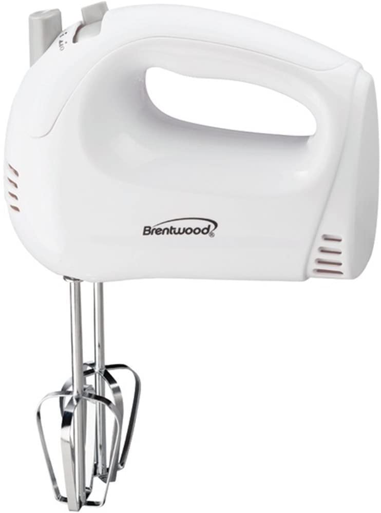 Brentwood HM-45 5-Speed 150W Hand Mixer - Powerful Electric Mixer for Baking, Cooking & Whipping - Perfect for Cakes, Cookies, Dough & More (White)