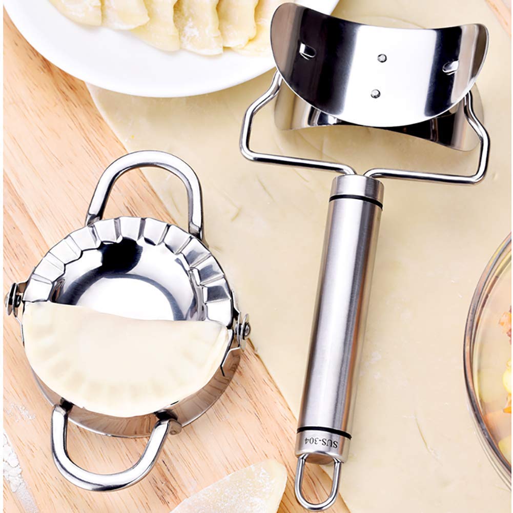 2-Pack Stainless Steel Dumpling Maker Mold - Professional Dumpling Wrapper, Ravioli Press & Dough Cutter for Home Kitchen - Perfect for Making Asian Dumplings, Italian Pasta & Homemade Snacks