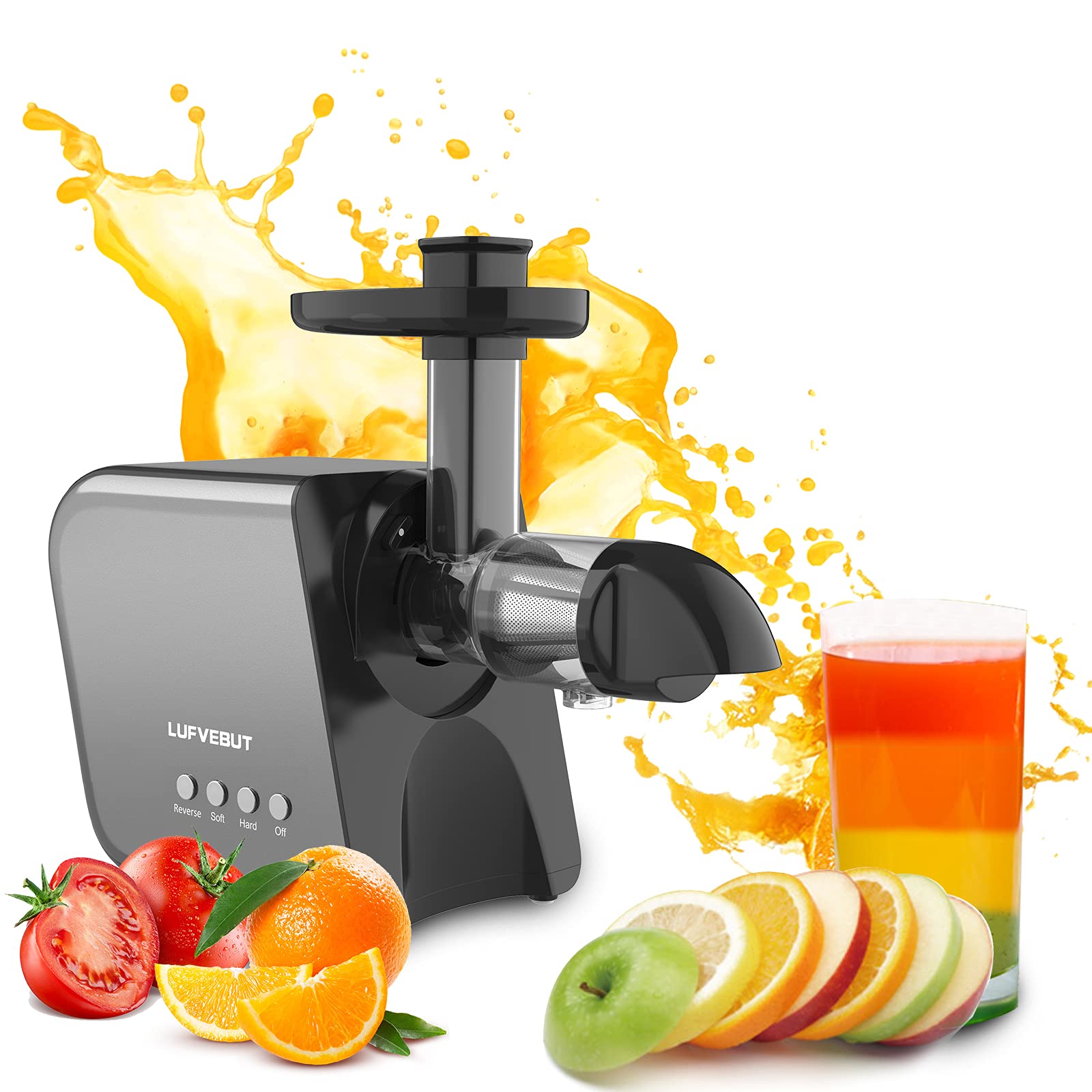 Premium Cold Press Juicer for Kiwi, Spinach, Lettuce & Cucumber - Slow Masticating Juicer with Reverse Function, 2 Speed Modes & 7-Segment Spiral - 200W Power for Homemade Fresh Juice & Detox - Perfect for Healthy Breakfasts, Post-Workout Recovery & Family Nutrition