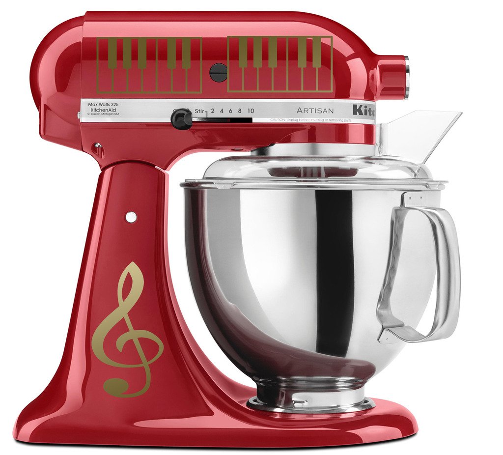 Treble Clef & Piano Keys Vinyl Decal Set - Gold Kitchen Mixer Stickers for Stand Mixers & Appliances - Perfect for Baking Enthusiasts & Music Lovers