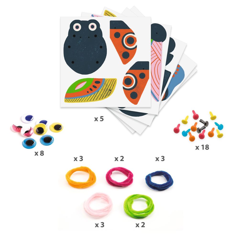 DJECO Yarn Bugs - Creative DIY Craft Kit for Kids - Fun & Educational Handmade Toy for Children's Art Projects & Party Favors