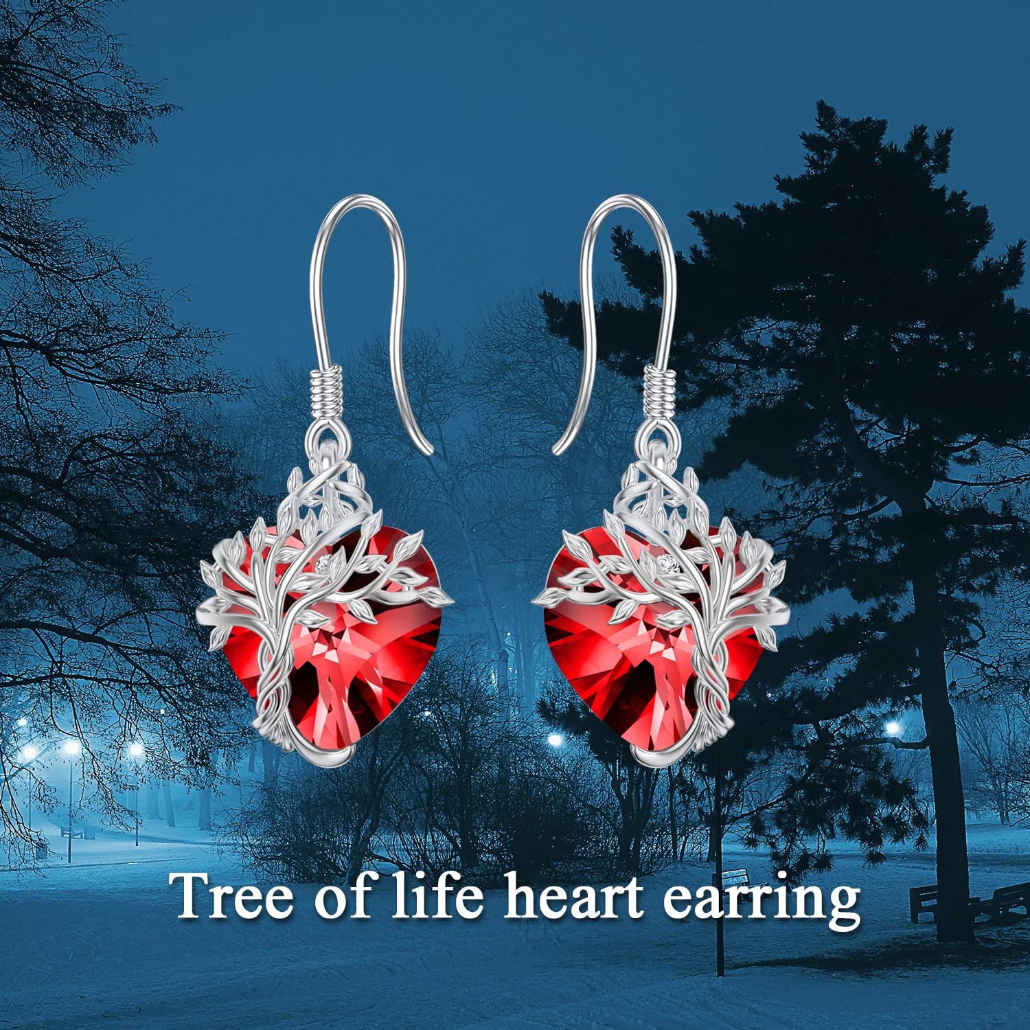 TOUPOP 925 Sterling Silver Tree of Life Dangle Earrings with Crystals - Elegant Drop Jewelry for Women, Perfect Birthday & Mother's Day Gift for Her | Ideal for Weddings, Anniversaries & Special Occasions