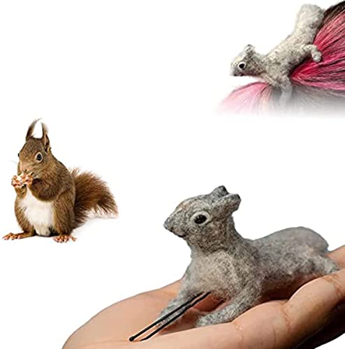 Needle Felted Animal Hair Clips - Hedgehog, Gray Squirrel & Fox Wool Felt Hairpins for Women - Handmade Animal Hair Accessories for Parties, Weddings & Everyday Wear