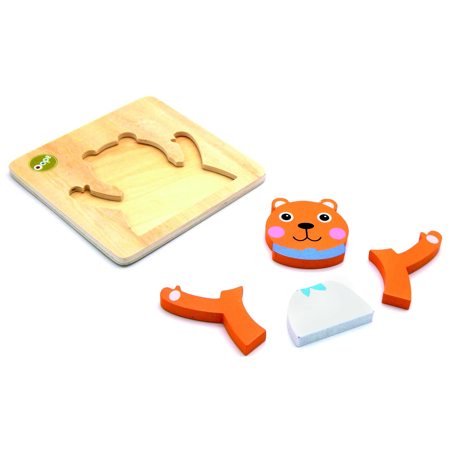 Oops Toddler Puzzle Build & Match - Wooden Bear Shape Educational Toy for Kids Ages 2-4 | Early Learning Montessori Activity for Preschool & Daycare