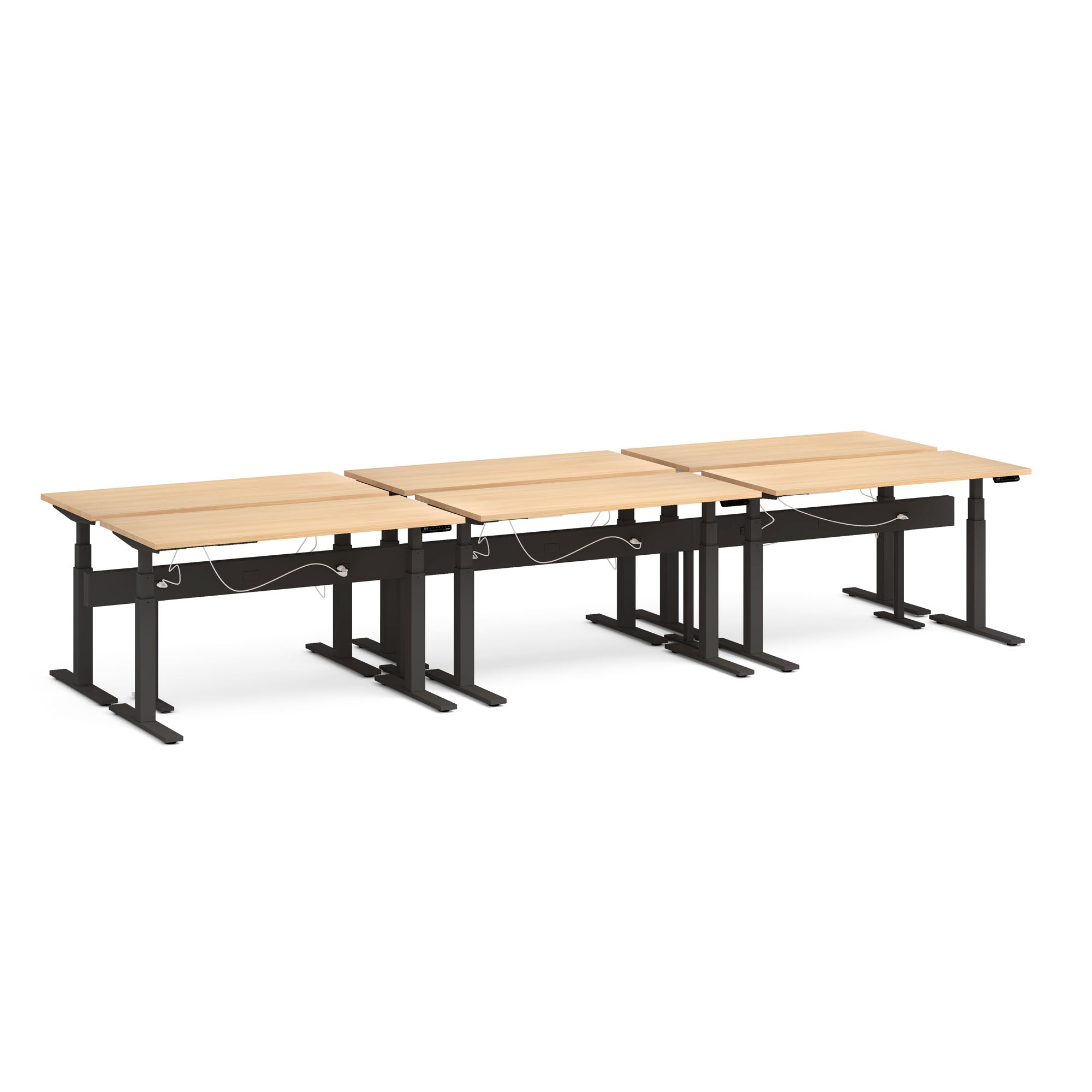 L-Shaped Office Desk for 6 People with Built-in Power Outlets - Perfect for Conference Rooms, Coworking Spaces & Home Offices