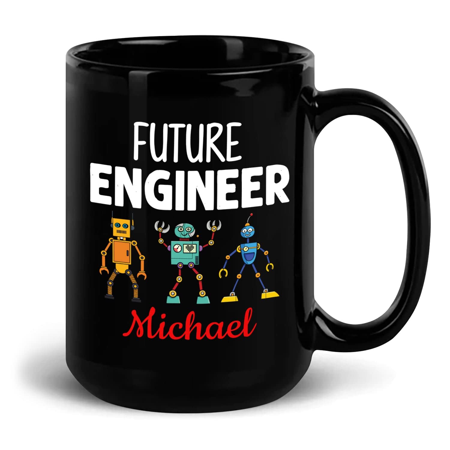 Personalized Robotics Engineer Ceramic Coffee Mug - Custom Name Engraved, 11oz & 15oz Options - Perfect Graduation Gift for Future Engineers | Office & Home Use