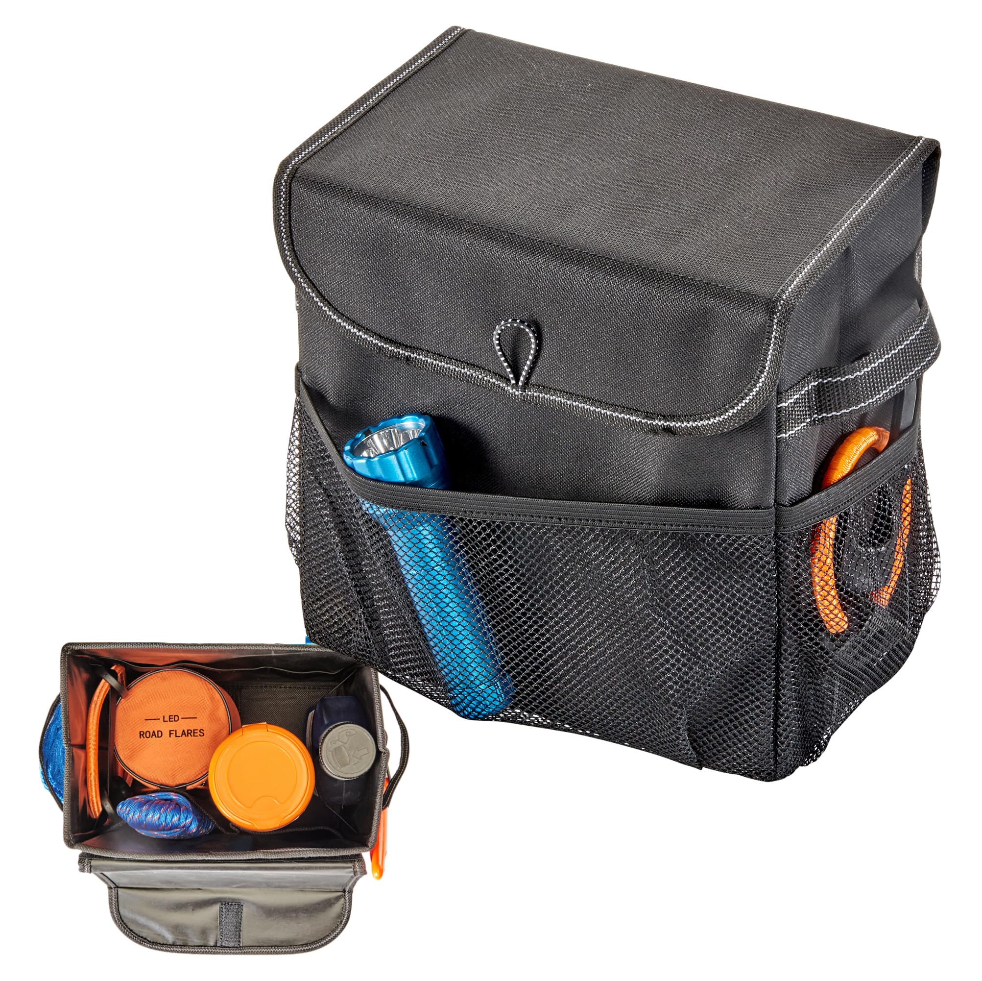 High Road Car Organizer with Lid - Multipurpose Car Storage Box for Front or Back Seat, Auto Console & Trunk - Universal Fit All Vehicles | Perfect for Road Trips, Grocery Storage & Kids' Toy Organization