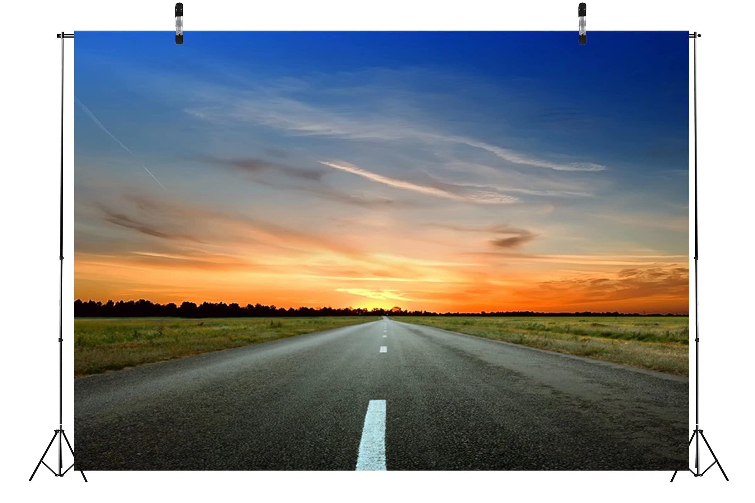 7x5ft Classic Car Fabric Highway Backdrop - Travel, Birthday Party, Baby Shower & Photo Booth Decoration | Kids & Men Sports Photography Background for Events, Social Media Content & Home Decor