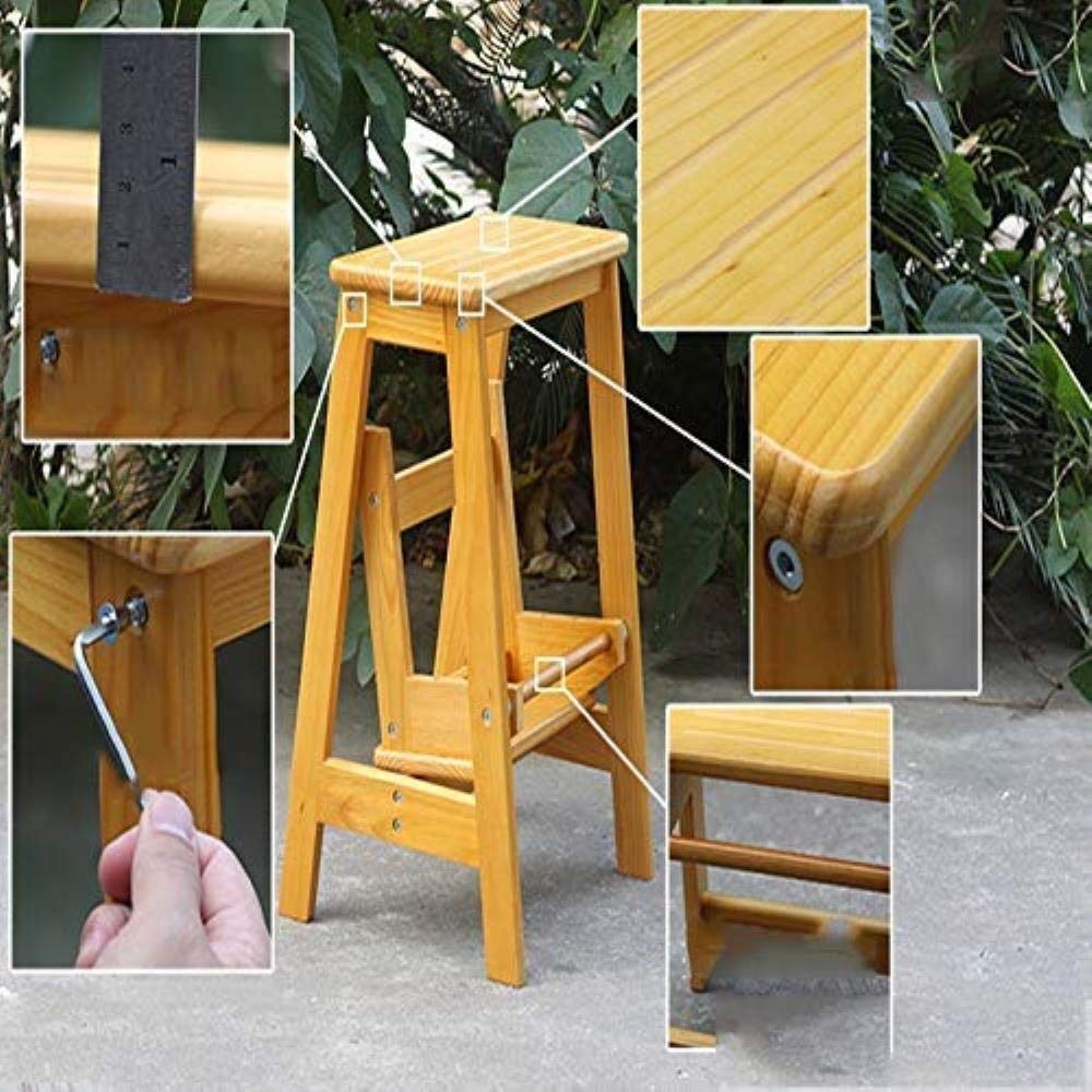 Solid Wood Folding Step Stool for Home - Indoor Climbing Stool, Shoe Bench & Ladder Chair | Perfect for Kids, Elderly & Reaching High Shelves