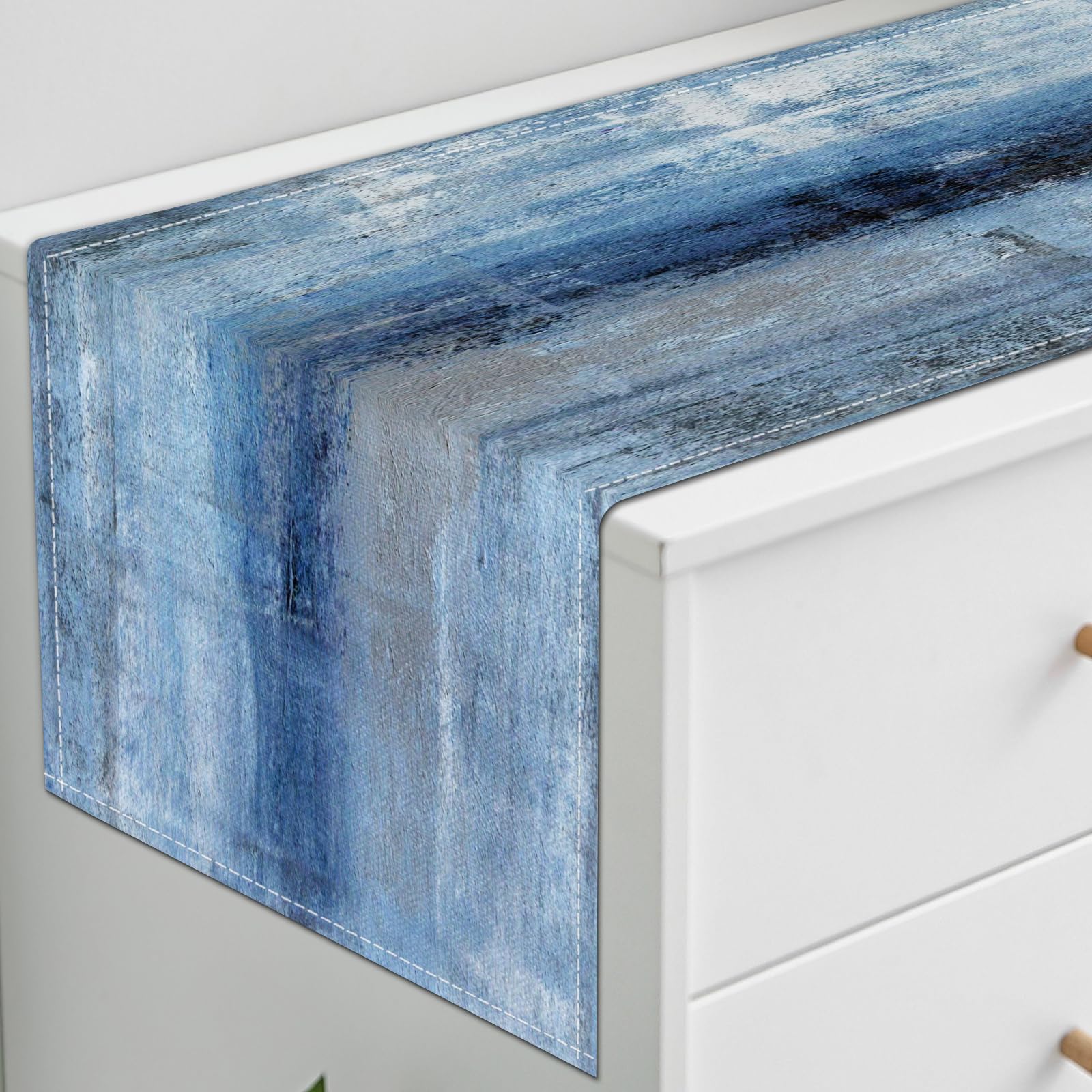 Modern Blue Grey Linen Table Runner - Farmhouse Rustic Style 13