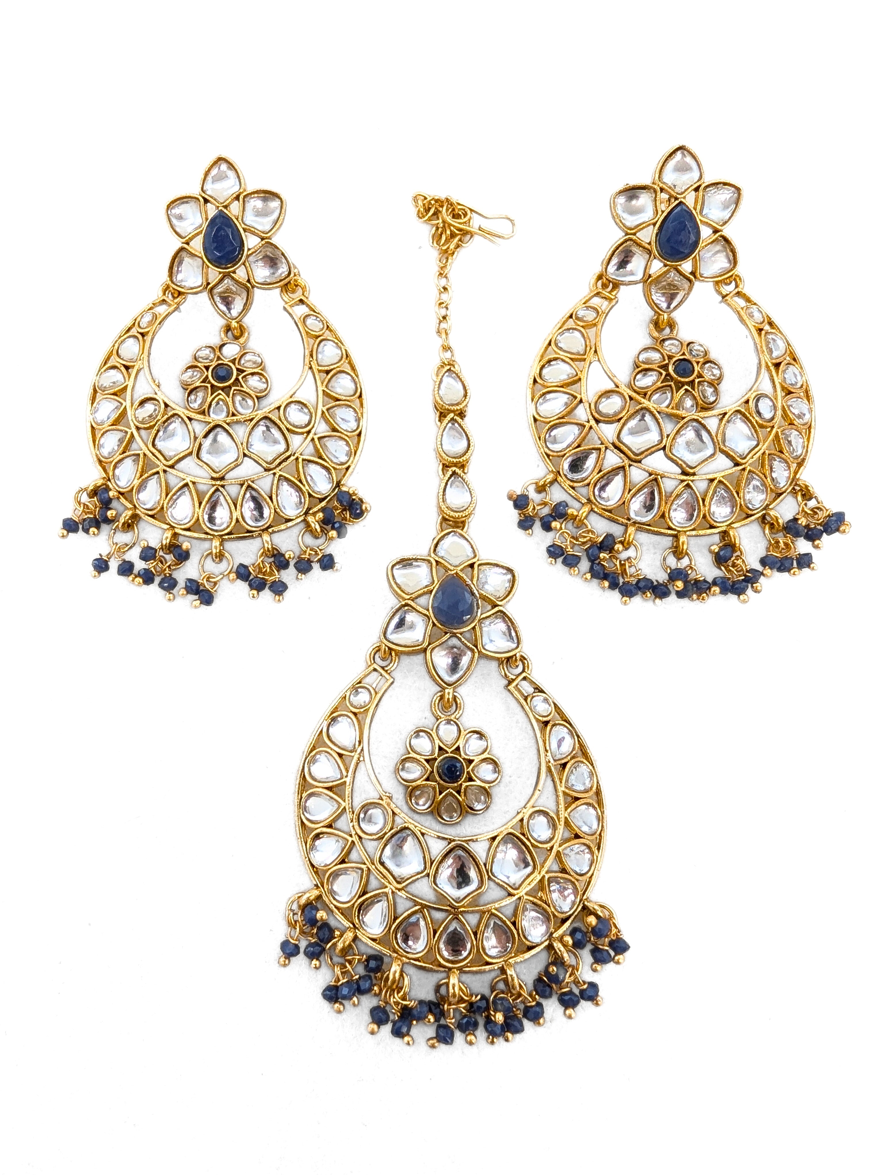 Veena Stone Earrings with Tikka - Elegant Indian Jewelry for Women | Perfect for Weddings, Parties & Festive Occasions