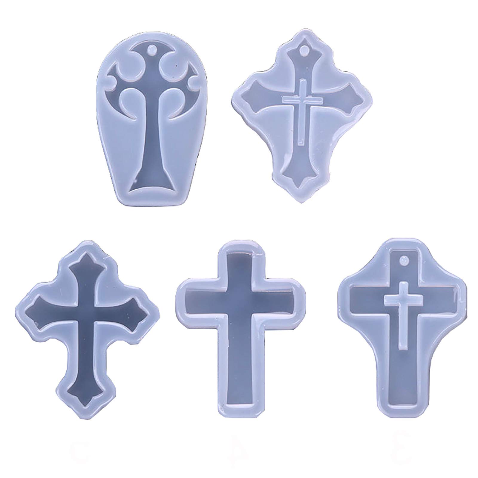 5-Piece Cross Shape Silicone Pendant DIY Molds Set for Resin Casting - Jewelry Making & Craft Supplies (Perfect for Necklaces, Keychains & Gift Making)