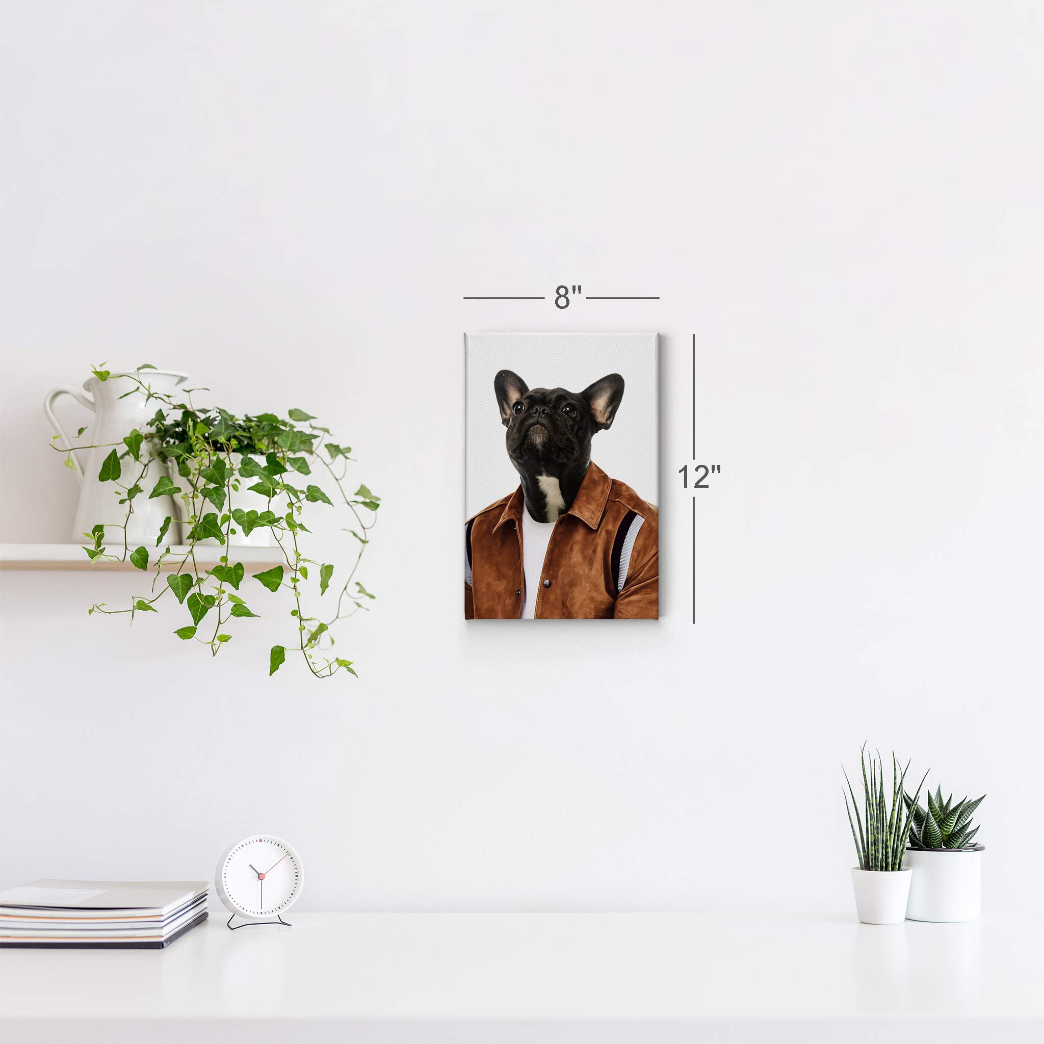 French Bulldog Portrait Canvas Wall Art - Brown Jacket Pet Painting for Dog Lovers, Ready to Hang 40x30 - Perfect Gift for Pet Owners, Home Decor for Living Room, Bedroom & Nursery