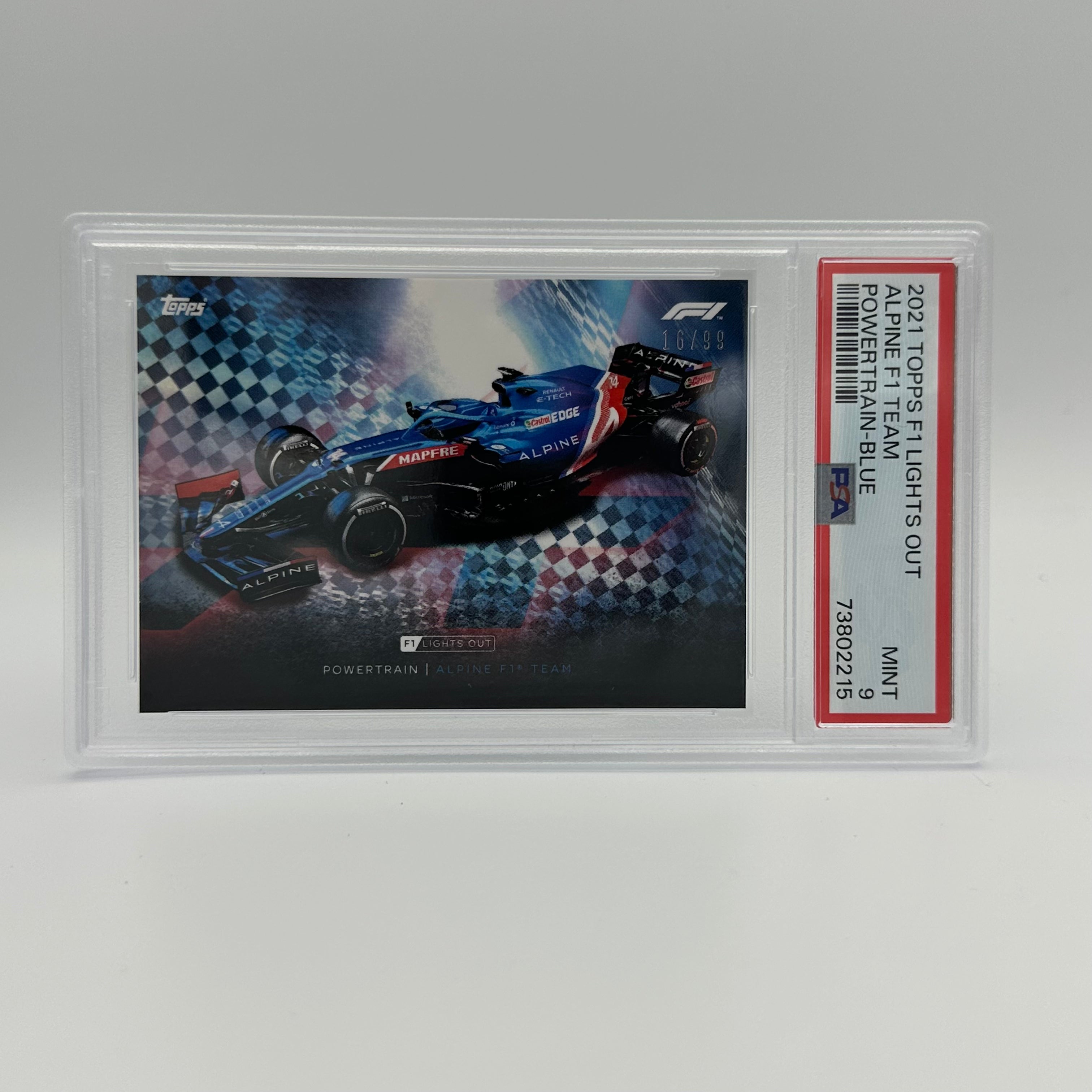 PSA 9 Graded 16/99 Alpine F1 Team Power Train Blue - Rare Collectible F1 Racing Card for Display & Investment