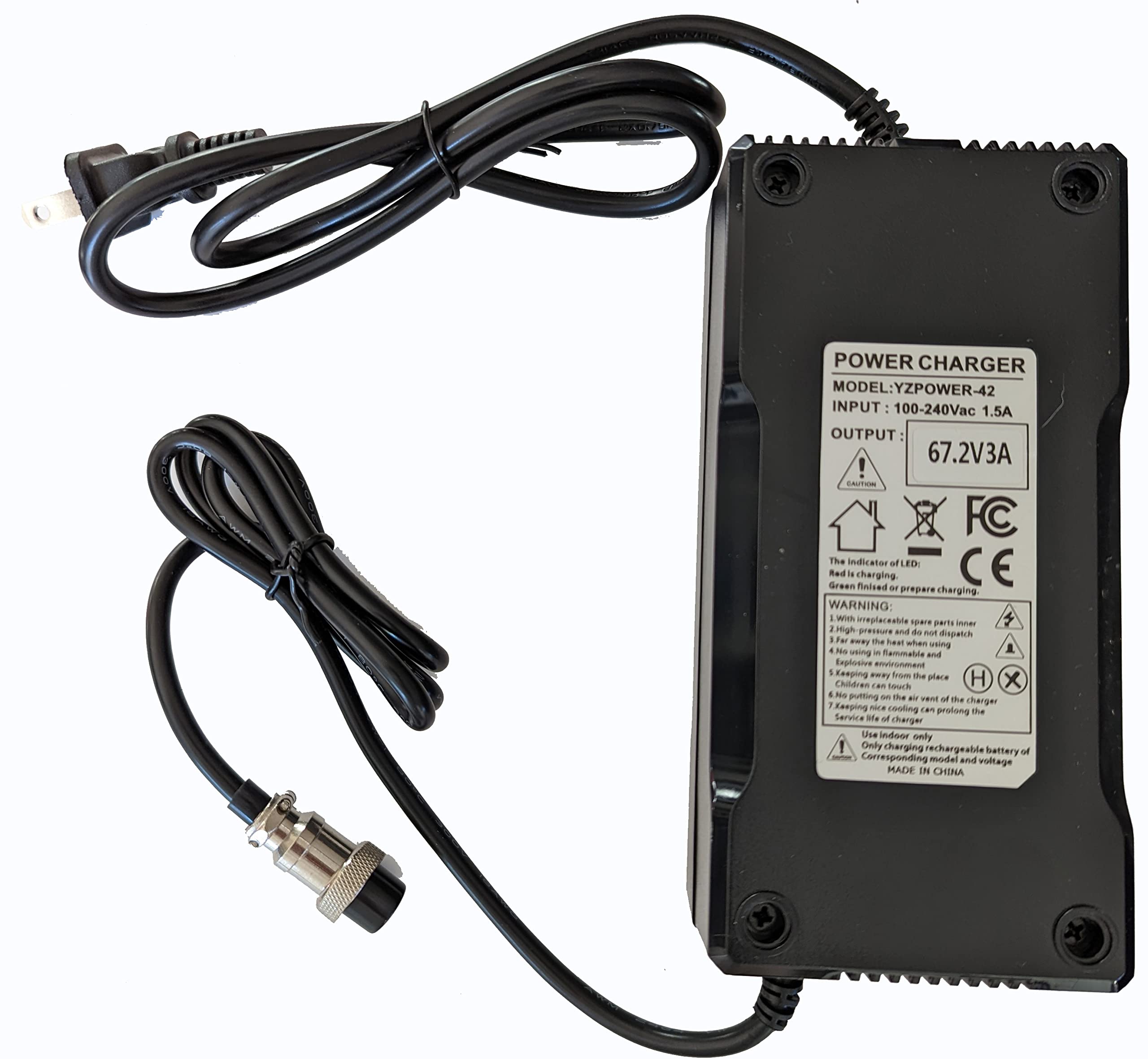 67.2V 3A Fast Charger for 60V Scooter & E-Bike - 16S Li-ion Battery Charger | Perfect for Electric Scooters, E-Bikes & Mobility Devices