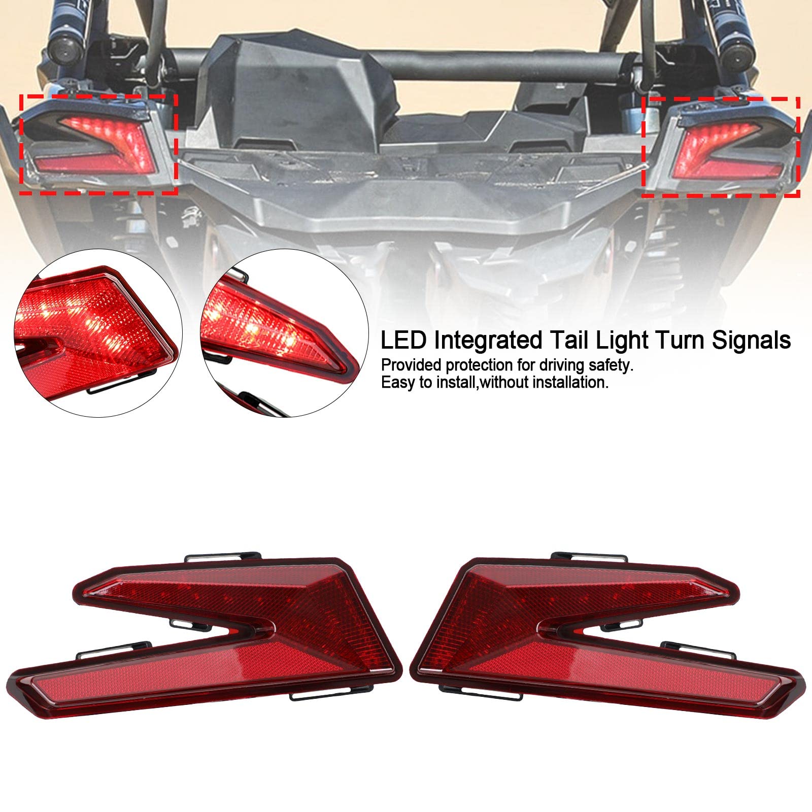 Upgraded Red LED Brake Tail Lights for Can-Am Maverick X3 Turbo (2017-2021) - Enhanced Visibility & Style for Off-Road Adventures & Night Driving