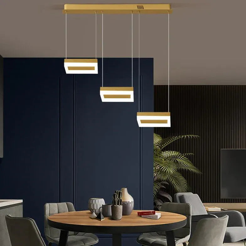 Modern 3-Light Rectangular Metal Pendant Lighting Fixture - Industrial Style Ceiling Light for Kitchen Island, Dining Room, and Living Room Decor