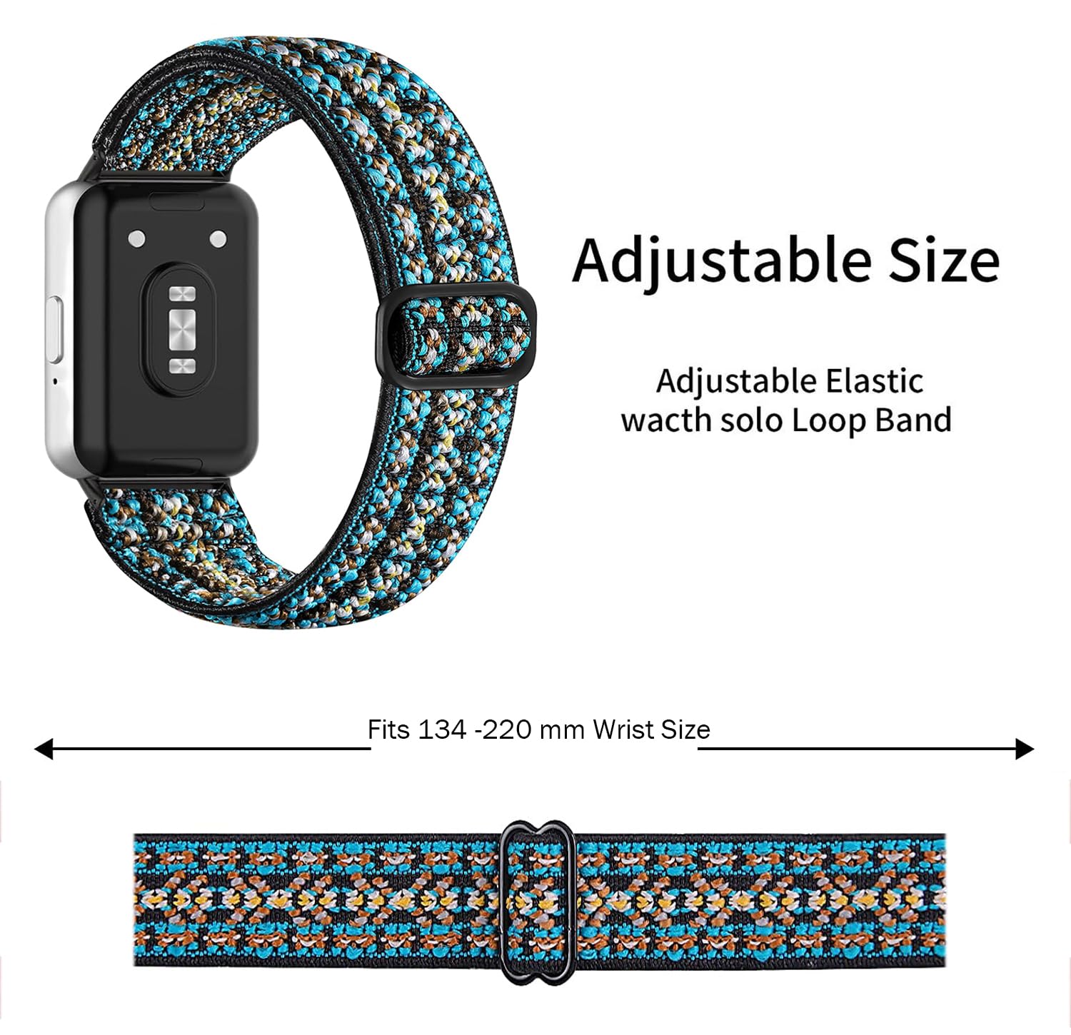 Nigaee 2 Pack Stretchy Adjustable Nylon Straps for Samsung Galaxy Fit 3 - Breathable Replacement Watch Bands for Workout, Running & Daily Wear