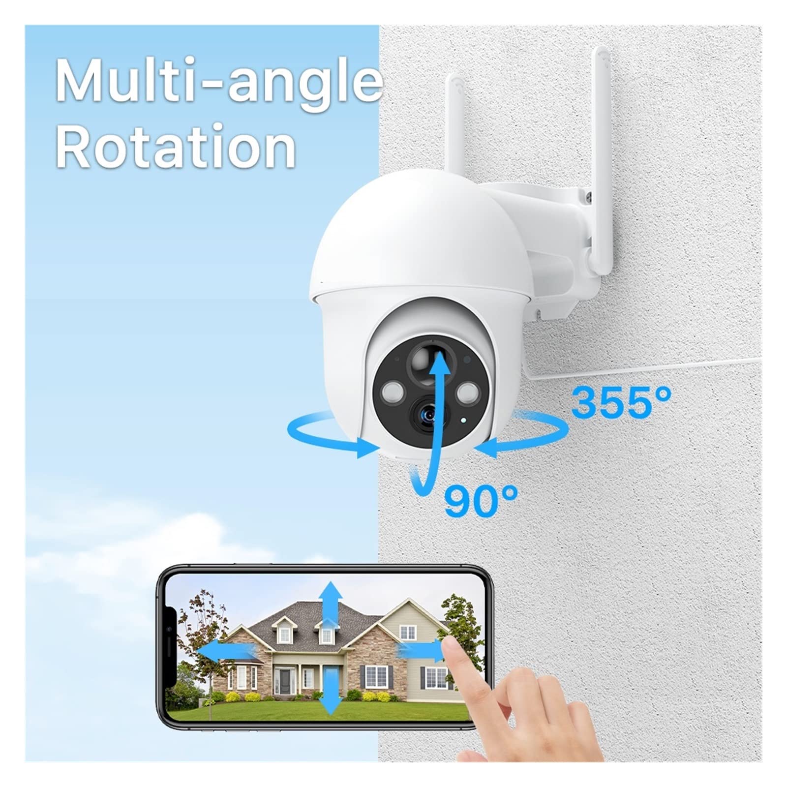 3MP Solar Security Camera with Rechargeable Battery & 360° Spotlight - Wireless Outdoor Surveillance with PIR Human Detection - Weatherproof for Home, Yard & Business Protection (White)
