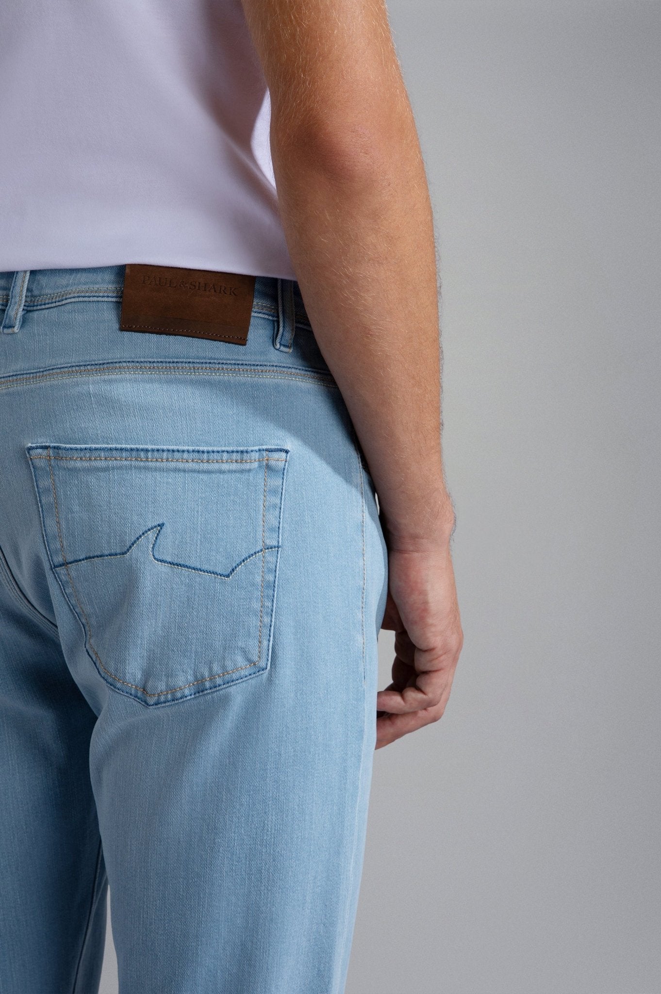PAUL & SHARK Men's Comfort Stretch Jeans - Light Blue Denim Slim Fit Casual Pants for Everyday Wear | Perfect for Office, Travel & Weekend Outings