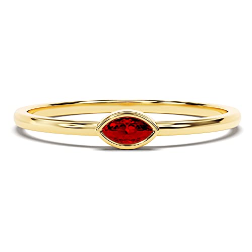 14k Solid Gold Marquise Birthstone Ring for Women - Customizable in Yellow, Rose & White Gold | Elegant Bezel Setting, Personalized Jewelry Gift for Mom, Wife, Anniversary & Special Occasions