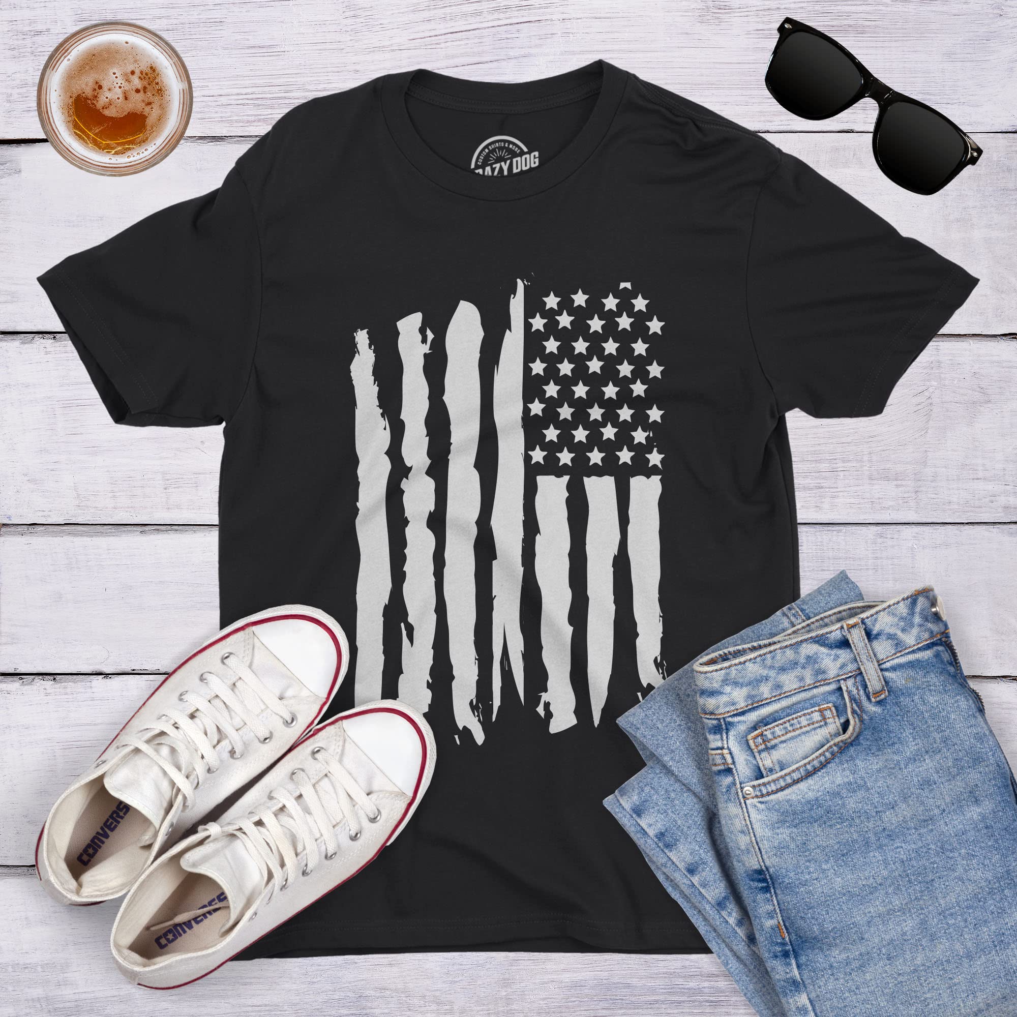 Men's Vintage Grunge American Flag T-Shirt - Funny Patriotic USA Novelty Tee for Casual Wear & Independence Day Celebrations