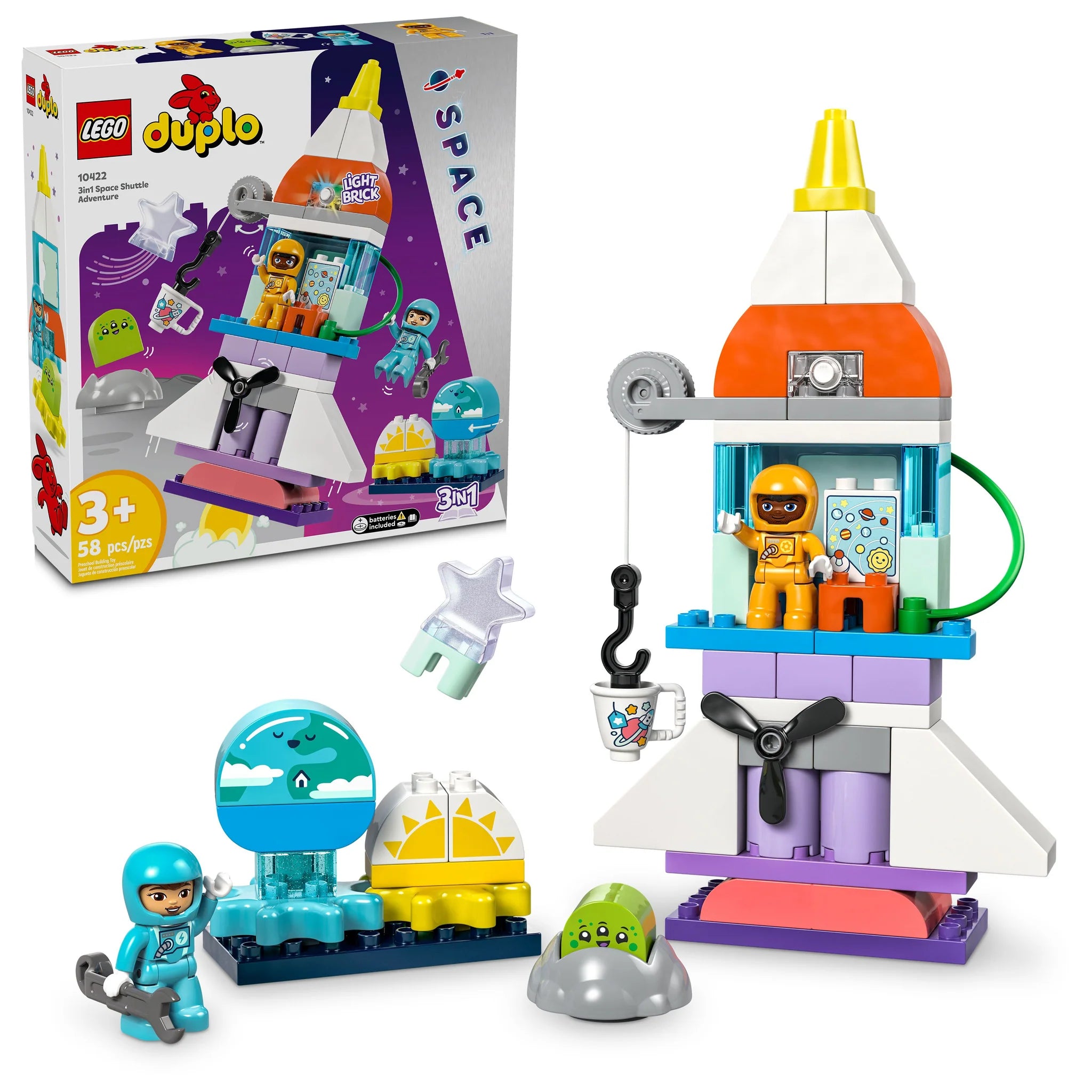 LEGO® DUPLO® 3-in-1 Space Shuttle Adventure Building Blocks - STEM Learning Toy for Toddlers Ages 2-5 - Perfect for Creative Play & Early Childhood Development