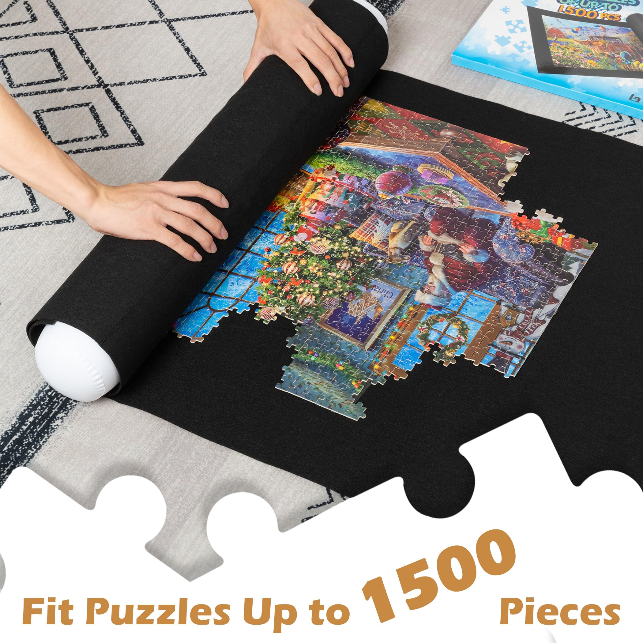 Lavievert Jigsaw Puzzle Mat Roll Up - Portable Puzzle Board & Storage Saver for Up to 1500 Pieces | Eco-Friendly Material | Perfect for Travel, Home Organization & Puzzle Enthusiasts