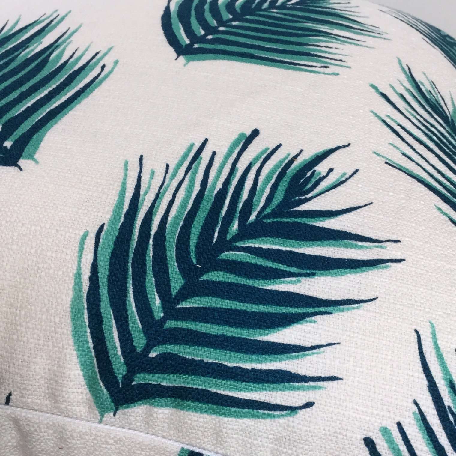 Nate Berkus Green Palm Leaves Cotton Pillow Cover - Tropical Botanical Print Decorative Throw Pillow Case for Sofa, Bed, Couch - Home Decor Accent