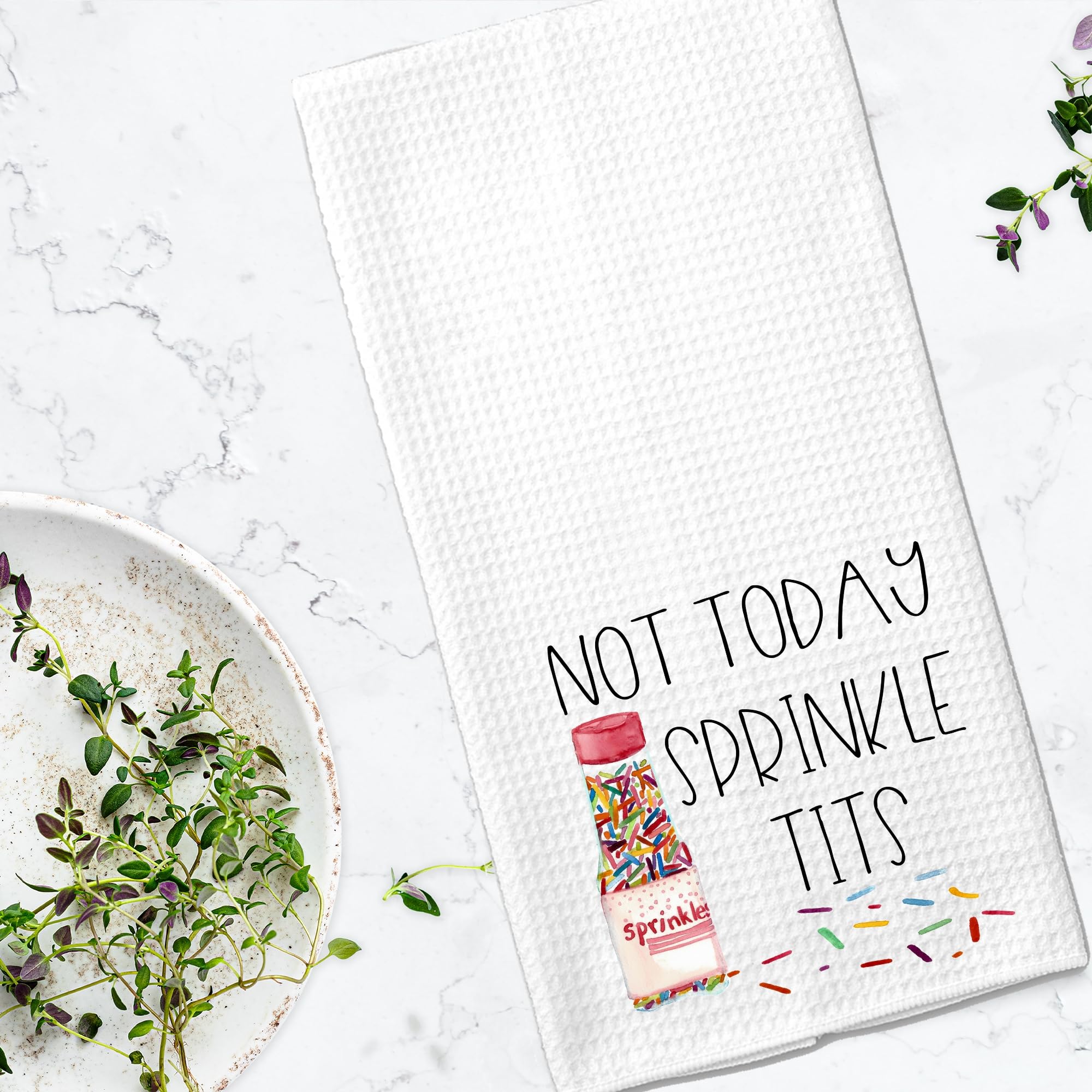 Funny Kitchen Tea Towel - 'Not Today, Sprinkle Tits' Microfiber Dish Towel for Baking & Cooking | Humorous Gift for Women, Bakers & Foodies | Perfect for Kitchen Decor, Housewarming & Bridal Showers