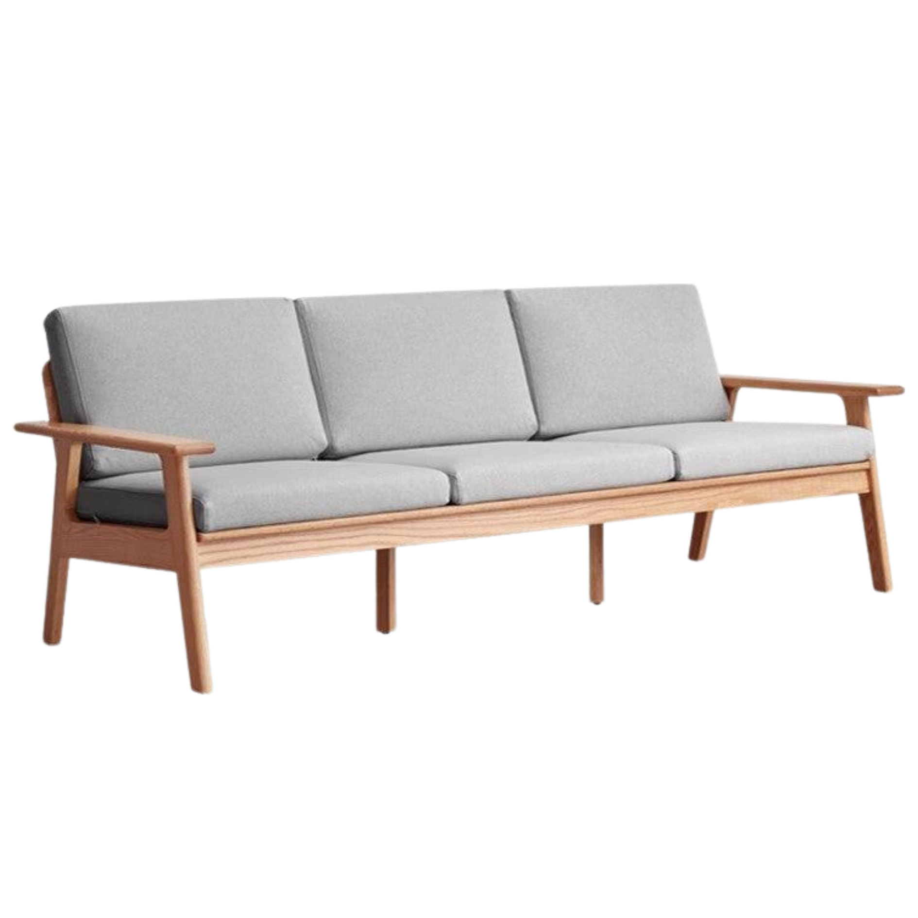Japanese Style 3-Seater Fabric Sofa - Solid Oak & Pine Wood Frame - Perfect for Living Room, Lounge, or Zen Home Decor