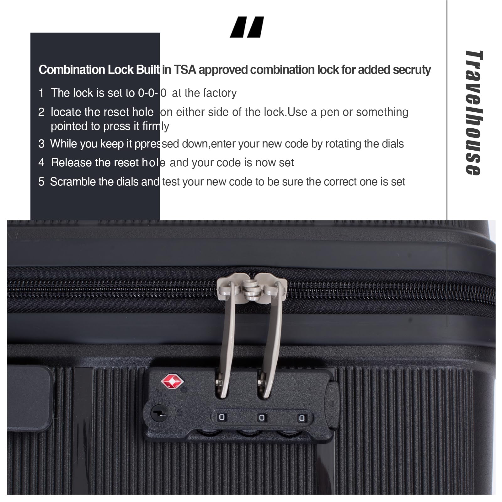 3-Piece Lightweight Hardside Luggage Set with Double Spinner Wheels & TSA Lock (20/24/28 Inch, Black) – Perfect for Air Travel, Business Trips, and Family Vacations