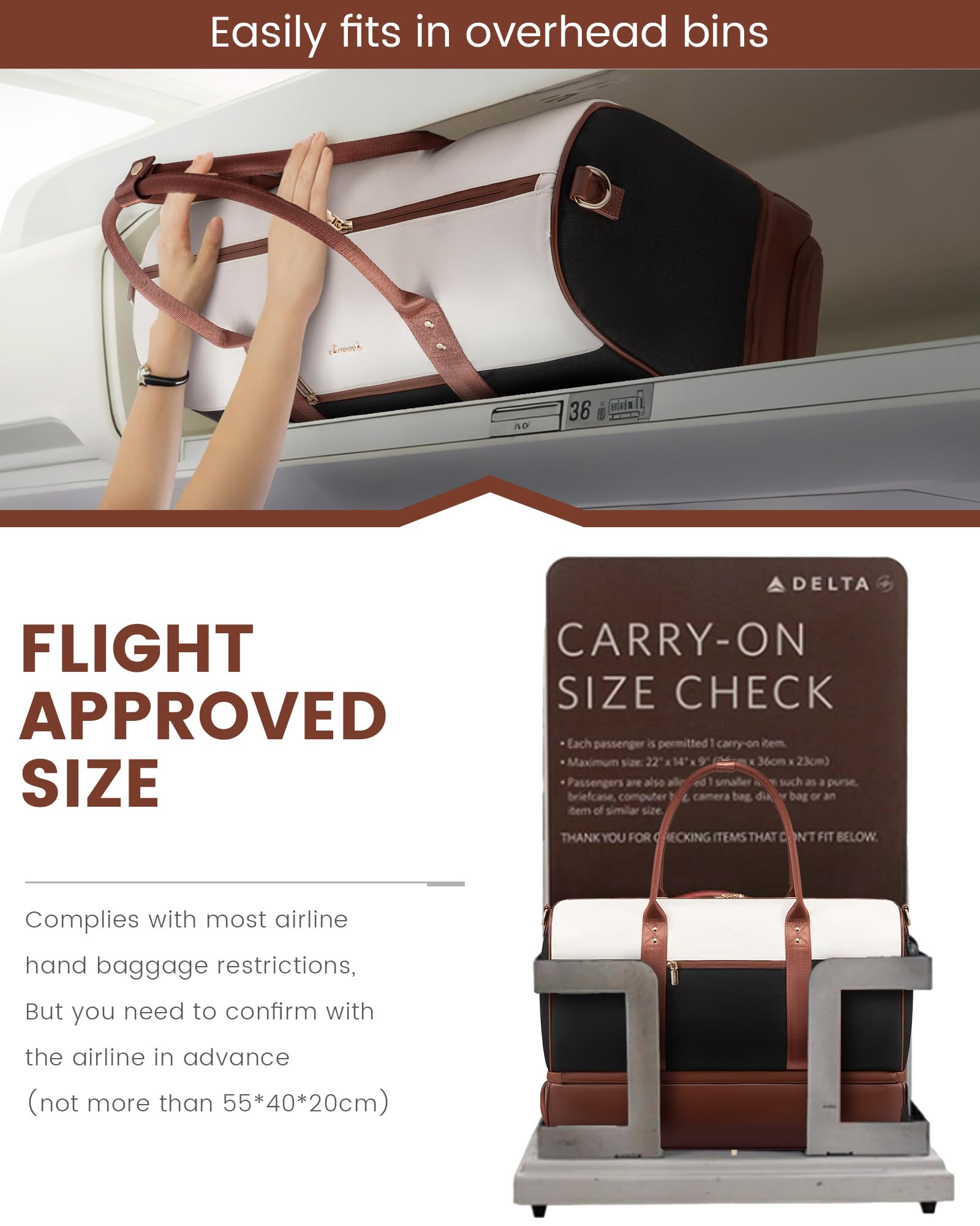 LOVEVOOK Women's Weekender Travel Duffel Bag - Large Carry-On Overnight Bag with Shoe Compartment & 2 Packing Cubes | Perfect for Hospital Labor Delivery, Weekend Getaways & Business Trips