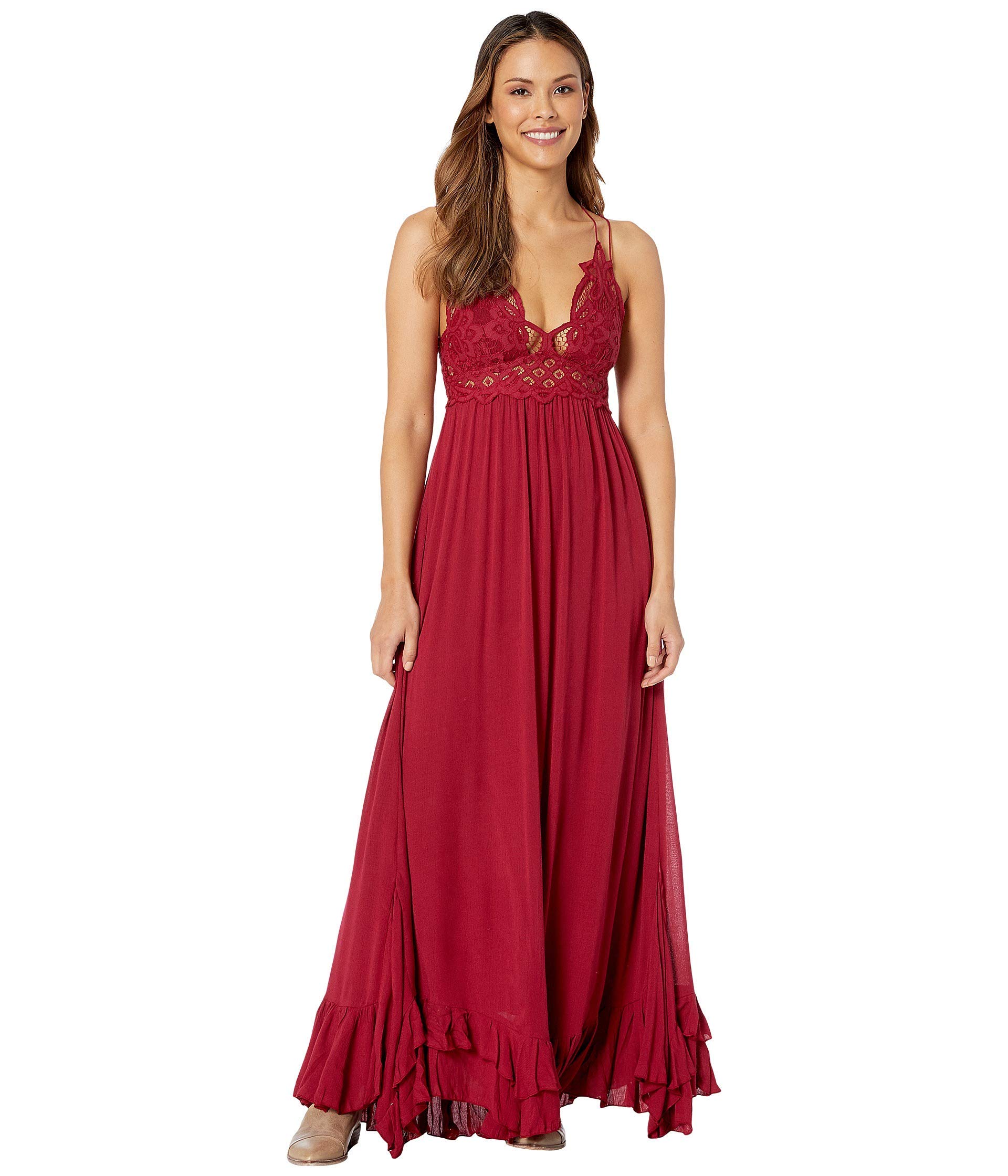 Free People Adella Maxi Slip Dress in Raspberry - Size 8-10 (US Women's) | Flowy Boho Summer Dress for Beach, Vacation & Date Nights