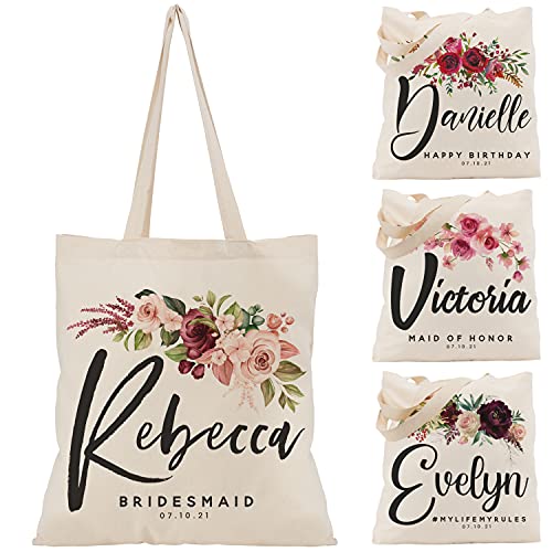 Custom Wedding Tote Bags for Bride & Bridesmaids - Personalized Beach Bags with Names - Perfect for Bachelorette Parties, Beach Weddings & Honeymoon Travel