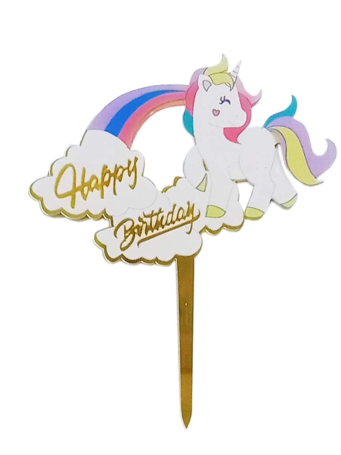 Funcart Unicorn Rainbow Happy Birthday Cake Topper - Magic Unicorn Theme Cake Decorations for Kids Birthday Party, Baby Shower & Women's Celebration | Perfect for Girls, Boys & Children's Birthday Cakes