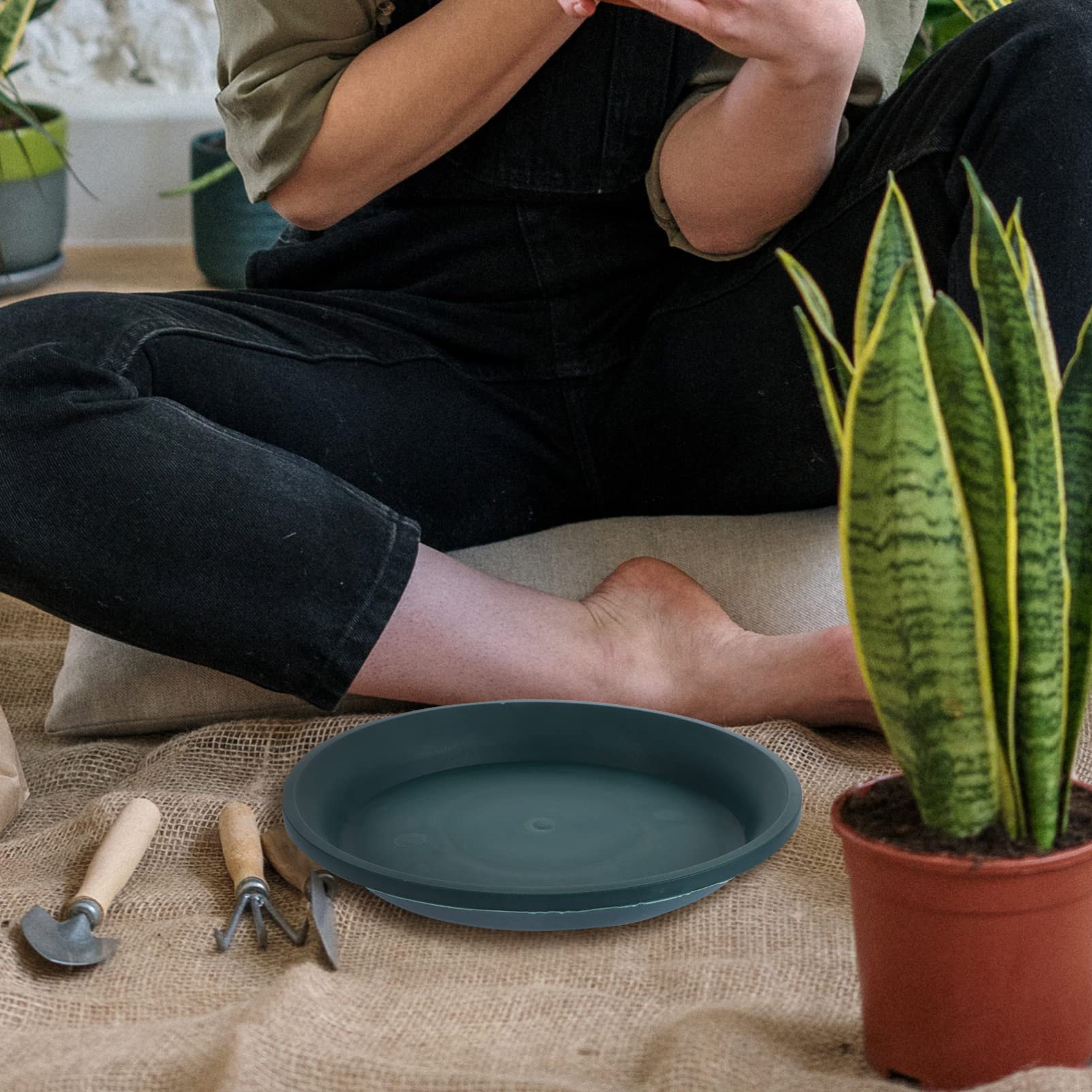 5-Piece Gallon Planter Trays for Potted Plants - Round Bonsai Water Saucers, Gardening Drip Trays for Flower Pots, Indoor/Outdoor Plant Pot Bases - Perfect for Home, Garden, and Balcony Decor