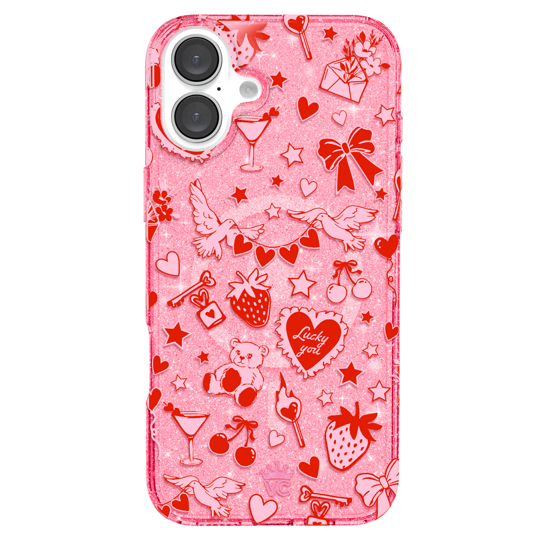 Be Mine Glitter iPhone Case - Sparkly Protective Phone Cover for iPhone 13/14/15 - Perfect for Valentine's Day, Parties & Everyday Glam