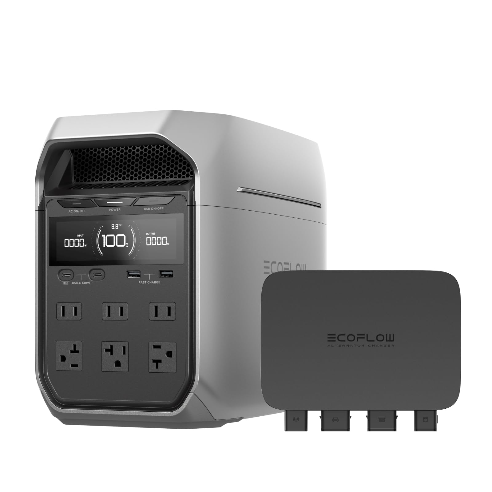 EF ECOFLOW 800W Alternator Charger for DELTA 3 Plus Portable Power Station - 3-in-1 Fast DC-DC Charger, Battery Charger & Jump Starter | 8x Faster Charging Than Cigarette Lighter | Perfect for Road Trips, Camping & Emergency Power Backup