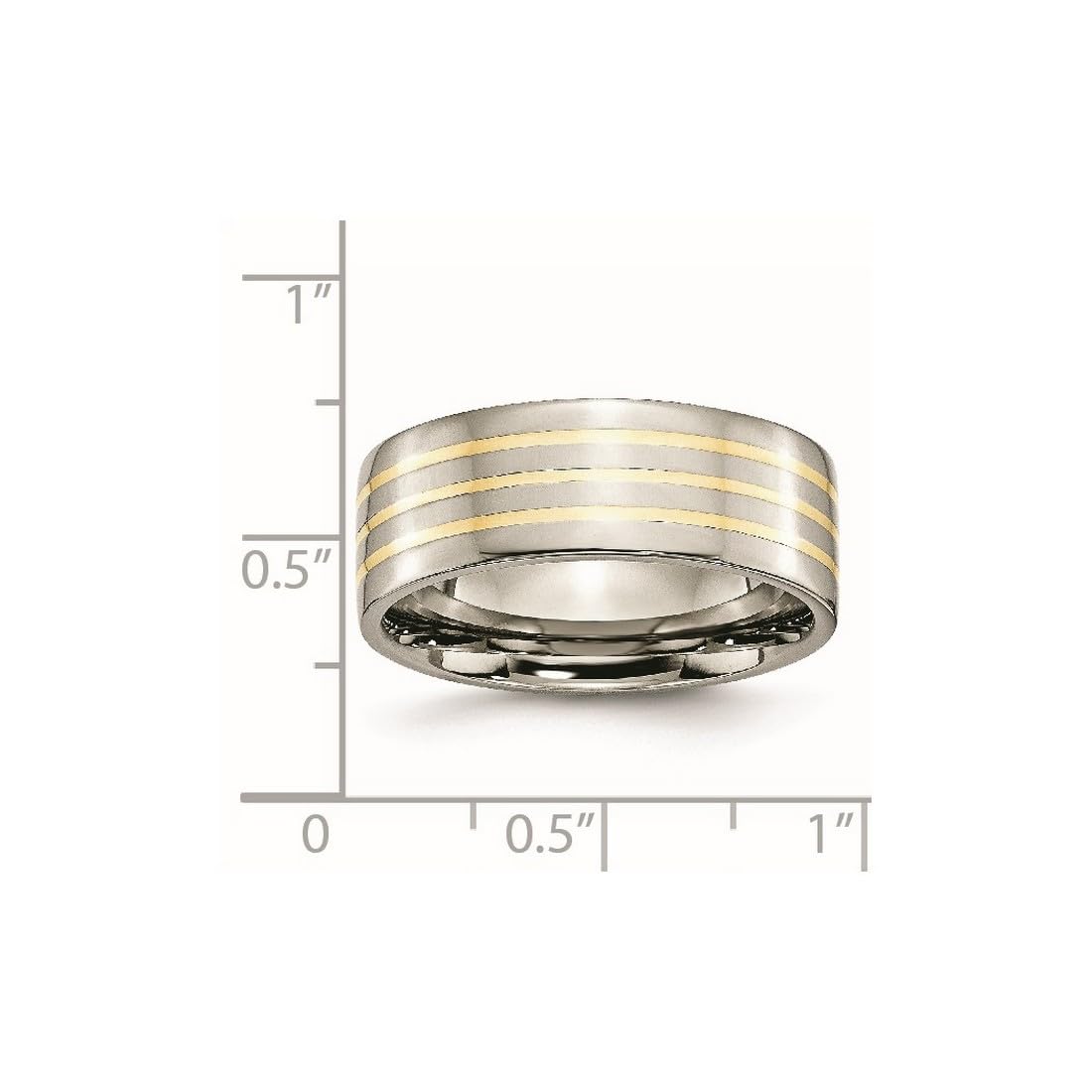 Titanium Flat Band Ring with 14k Gold Inlay - 8mm Polished Unisex Wedding Band for Men & Women | Perfect for Anniversaries, Engagements, and Everyday Wear