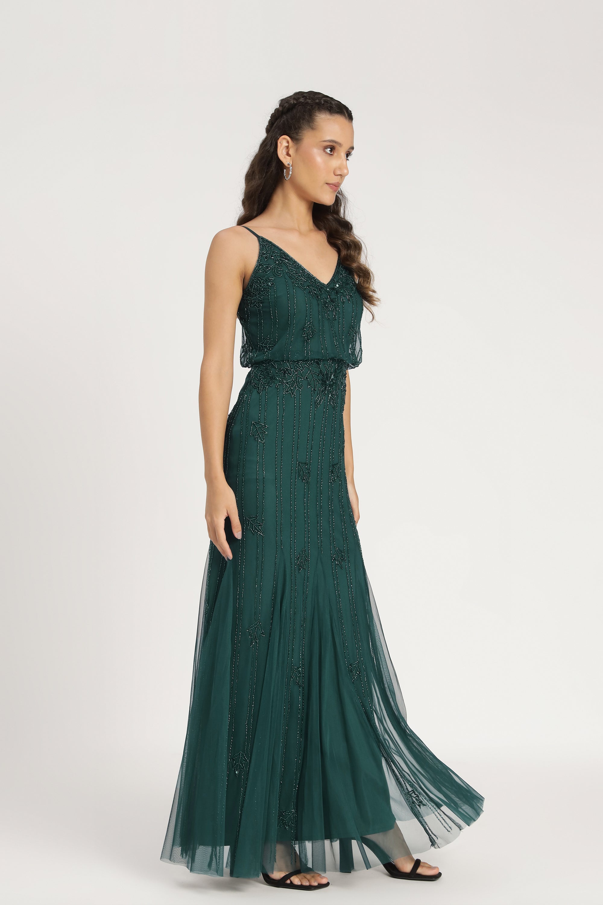 Elegant Green Bridesmaid Dress for Weddings & Formal Events – Keeva Long Flowy Chiffon Gown for Bridal Party, Prom & Evening Occasions